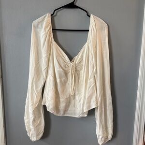 GB girls Cream Sweetheart Drawstring Long Sleeve Blouse